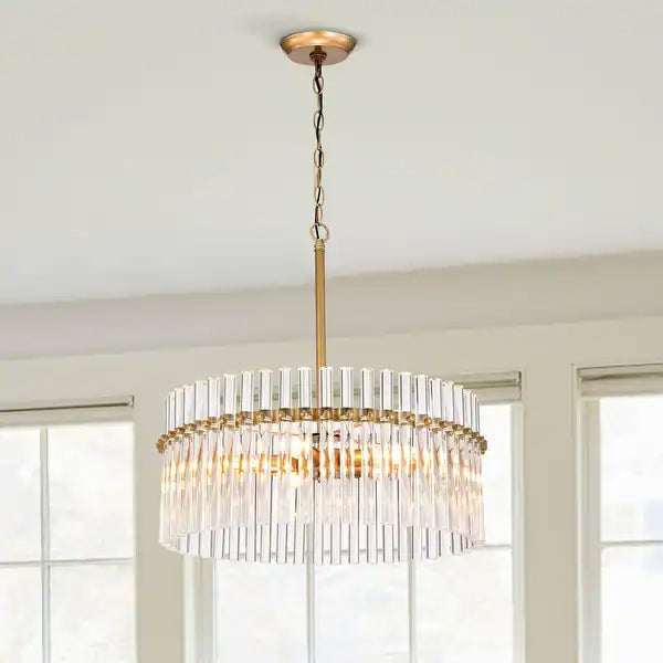Butumes Modern Ring LED Pendant Lights Clear Glass Brass Living Room/Badroom