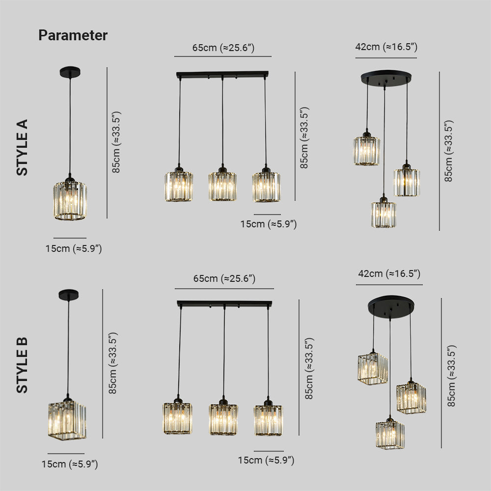 Maruvo Pendant Light Modern Cluster Cylinder Glass-Neutral Decor