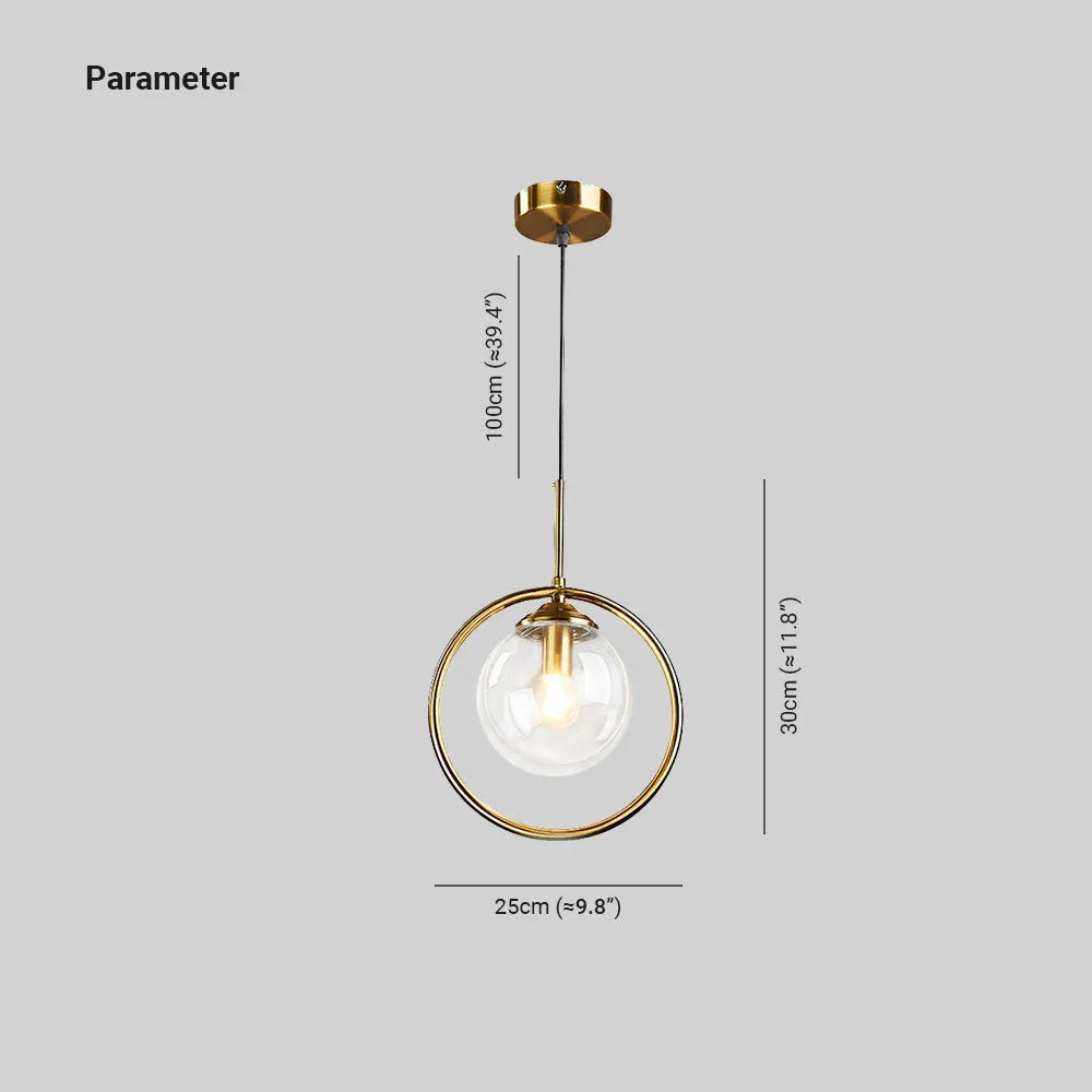 Zoey Glass Pendant Light with a Metal Ring